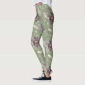 Salbei lila Pflaumenleder Federn Blume Muster Leggings (Links)