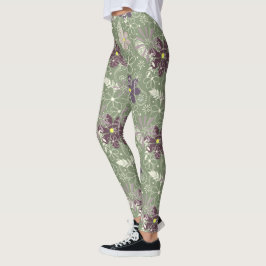 Salbei lila Pflaumenleder Federn Blume Muster Leggings