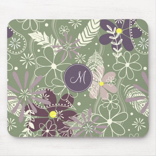 Salbei lila Pflaumenleder Federn Blume Muster Mousepad (Vorne)