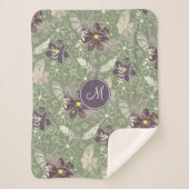 Salbei lila Pflaumenleder Federn Blume Muster Sherpadecke (Vorderseite)