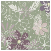 Salbei lila Pflaumenleder Federn Blume Muster Stoff (Nahaufnahme)