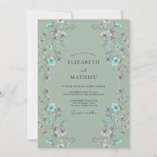 Salbei-Lila-Rebe-Hochzeit Einladung