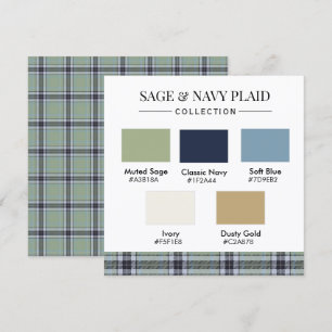 Salbei & Marinekariertes Farbpallet Card Einladung