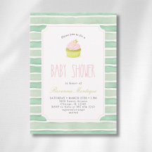 Salbei-Matcha-Cupcake-Vintage-gestreifte Babyparty