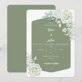 Salbei-Minimalistische Blütenhochzeit Einladung (Vorne/Hinten)