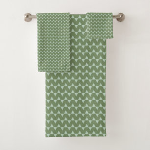 Salbei-Minze-Zickzack-Muster moderne geometrische Badhandtuch Set