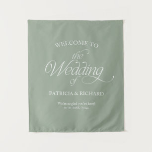 Salbei Moderne Minimalistische Hochzeit Willkommen Wandteppich