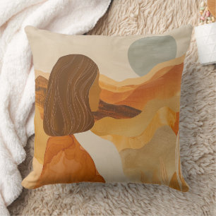 Salbei-Mond-Boho-Wüstenhügel-Terrakotta-Landschaft Kissen