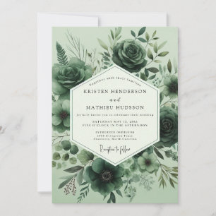 Salbei Monochrome Flora Hochzeit Einladung