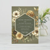 Salbei-Ocker-Botanische Hochzeit Einladung (Stehend Vorderseite)