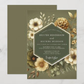 Salbei-Ocker-Botanische Hochzeit Einladung (Vorne/Hinten)