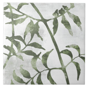 Salbei Oliven Grün Malerische Botanische Kunst 08 Fliese