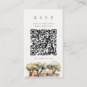 Salbei-Olivenhain-Mittelmeer-QR-Code-RSVP-Karte Begleitkarte