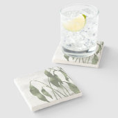 Salbei Olivgrüne malerische botanische Kunst 03 Steinuntersetzer (Seitenansicht)