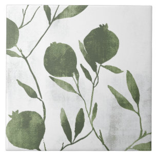 Salbei-Olivgrüne malerische botanische Kunst 05 Fliese