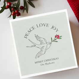Salbei | PEACE LIEBE JOY Snowbird Weihnachtsfeiert Serviette