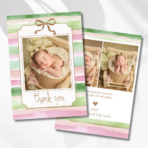 Salbei-Pfirsich-Rosa-gestreifte-goldene-Baby-Foto- Ankündigung