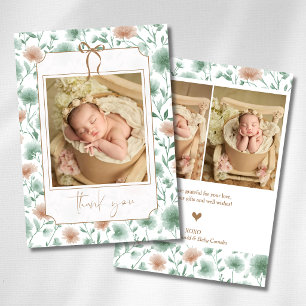Salbei-Pfirsich-Wildblumen-Gold-Bogen-Babys-Foto Ankündigung