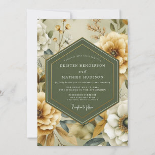 Salbei-Ringelblume Vintage-Hochzeit Einladung