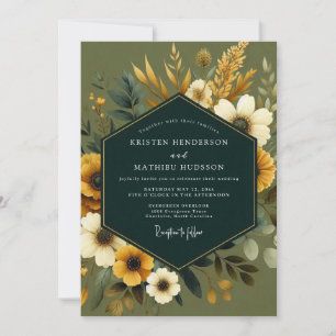 Salbei-Ringelblumen-Hochzeit zur Erntezeit Einladung
