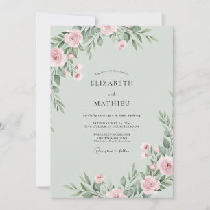 Salbei-Rosa-Ätherische-Floral-Hochzeit Einladung
