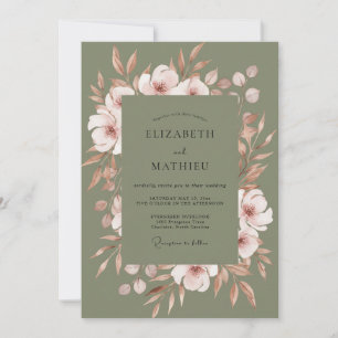 Salbei-Rosa-Blüten-Hochzeit Einladung