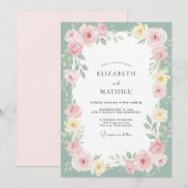 Salbei-Rosa Hochzeit Einladung (Vorne/Hinten)