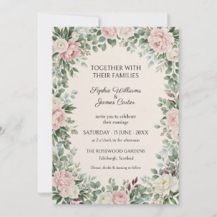 Salbei-Rosa-Pfingstrosen-Garten-Hochzeitseinladung Einladung