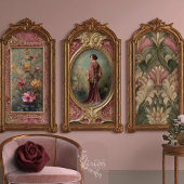 Salbei-Rot-Flapper Art Nouveau 3-Panel-Set Geschenkpapier Set