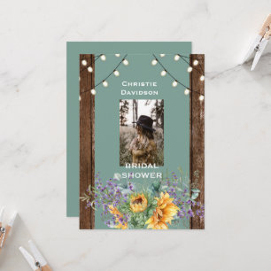 Salbei-Rustikale Sonnenblumen-Foto-Lichter Brause  Einladung