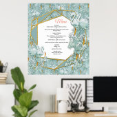 Salbei, Seide, Federn, hellgrün, goldene Flamme Poster (Heimbüro)