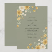 Salbei-Senfblüten-Hochzeit Einladung (Vorne/Hinten)