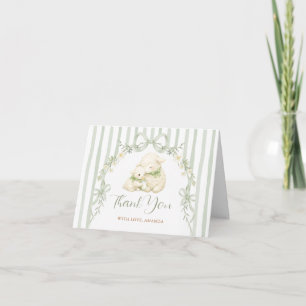 Salbei-Streifen Kleines Lamm Bogen Baby Shower Dankeskarte