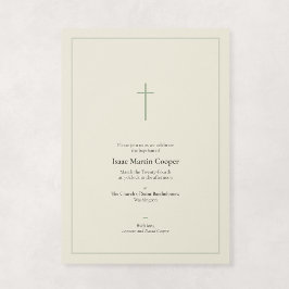 Salbei- und Creme-religiöses minimalistisches Kreu Einladung