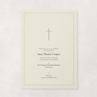 Salbei- und Creme-religiöses minimalistisches Kreu Einladung