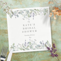 Salbei- und Flieder-Aquarell-Blumen-Brautparty