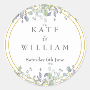 Salbei- und Flieder-Blumen-Hochzeitsgeschenk Runder Aufkleber