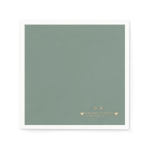 Salbei- und Gold-Hochzeitsserviette – minimalistis
