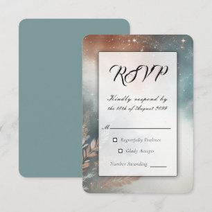 Salbei- und Terrakotta-Sternenstaub-Hochzeitshimme RSVP Karte