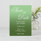 Salbei und Waldgrün Ombre Fancy Script Save The Date (Stehend Vorderseite)