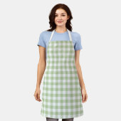 Salbei und Weiß Büffel Karo Gingham Schürze (Getragen)
