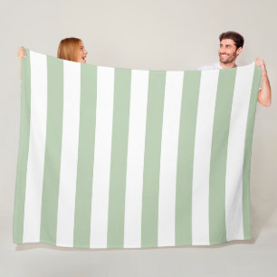 Salbei- und weiß gestreifte Fleece-Decke Fleecedecke