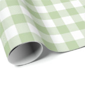 Salbei und Weißbüffel-Karo-Gingham Geschenkpapier (Rolleneckpunkt)