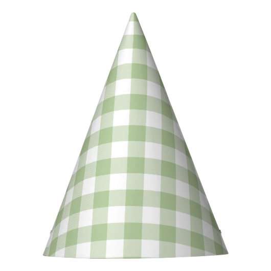 Salbei und Weißbüffel-Karo-Gingham Partyhütchen (Vorderseite)