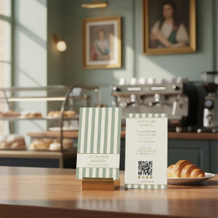 Salbei Vert gestreift französischer QR-Code Bäcker Visitenkarte