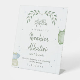 Salbei-Wasserfarbe Aqeeqah-Willkommensschild für B Sockelschild