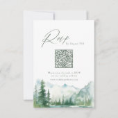 Salbei-Wasserfarben-Gebirgswald-Rustikal-QR-Code RSVP Karte (Vorderseite)