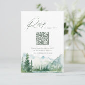 Salbei-Wasserfarben-Gebirgswald-Rustikal-QR-Code RSVP Karte (Stehend Vorderseite)