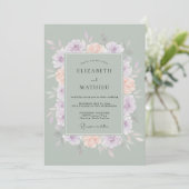 Salbei-Weich-Blumenhochzeit Einladung (Stehend Vorderseite)