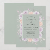 Salbei-Weich-Blumenhochzeit Einladung (Vorne/Hinten)